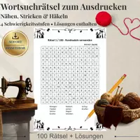 Vorschau - Stationenlernen - Nähen, Stricken & Häkeln – 100 Wortsuchrätsel | Suchsel & Arbeitsblätter mit Lösungen - Deckblatt