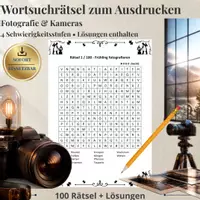 Vorschau - Arbeitsblätter - Fotografie & Kamerawelt – 100 Wortsuchrätsel | Suchsel & Arbeitsblätter mit Lösungen - Deckblatt