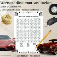 Vorschau - Spiele - Autos & Oldtimer – 100 Wortsuchrätsel | Suchsel & Arbeitsblätter mit Lösungen - Deckblatt