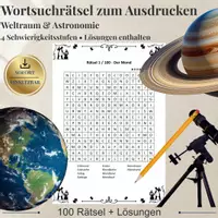 Vorschau - Arbeitsblätter - Dinosaurier & Weltraum – 200 Wortsuchrätsel | Entdecker-Bundle mit Lösungen - Seite 1