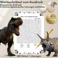 Vorschau - Arbeitsblätter - Dinosaurier & Urzeit – 100 Wortsuchrätsel | Suchsel & Arbeitsblätter mit Lösungen - Deckblatt