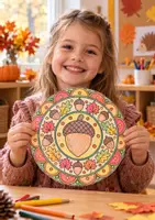 Vorschau - Mal- und Bastelvorlagen - Herbstmandala kostenlos Klasse 1-2 mit Herbstmotiv | Herbst Ausmalbild & Ausmalvorlage für Kita, Vorschule & Grundschule - Seite 1