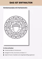 Vorschau - Mal- und Bastelvorlagen - Herbstmandala kostenlos Klasse 1-2 mit Herbstmotiv | Herbst Ausmalbild & Ausmalvorlage für Kita, Vorschule & Grundschule - Seite 2