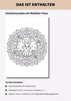 Vorschau - Mal- und Bastelvorlagen - Herbstmandala kostenlos Klasse 1-2 mit Waldtier Hase | Herbst Ausmalbild & Ausmalvorlage für Kita, Vorschule & Grundschule - Seite 2