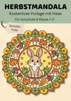 Vorschau - Mal- und Bastelvorlagen - Herbstmandala kostenlos Klasse 1-2 mit Waldtier Hase | Herbst Ausmalbild & Ausmalvorlage für Kita, Vorschule & Grundschule - Deckblatt