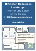 Vorschau - Spiele - Blitzlesen Halloween Lesetempo Deutsch Leseförderung Klasse 2-4 - Deckblatt