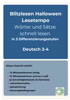 Vorschau - Spiele - Blitzlesen Halloween Lesetempo Deutsch Leseförderung Klasse 2-4 - Seite 1
