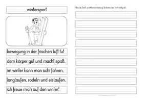 Vorschau - Arbeitsblätter - Groß- oder Kleinschreibung WINTERSPORT - Deckblatt