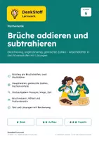 Vorschau - Arbeitsblätter - Brüche addieren/subtrahieren Arbeitsblatt - Deckblatt