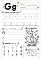 Vorschau - Arbeitsblätter - Buchstabe G g - Nachspuren, Schreiben, Ausmalen - Arbeitsblatt Deutsch Klasse 1 - Deckblatt