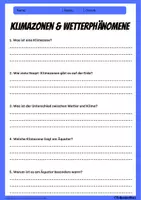 Vorschau - Arbeitsblätter - Klimazonen & Wetter – 20 Fragen | Geografie-Arbeitsblätter Klasse 5–8 - Deckblatt