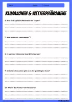 Vorschau - Arbeitsblätter - Klimazonen & Wetter – 20 Fragen | Geografie-Arbeitsblätter Klasse 5–8 - Seite 1