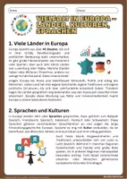 Vorschau - Arbeitsblätter - Europa - Arbeitsblätter zu Ländern, Kulturen und Sprachen mit Lösungen - Erdkunde Klasse 7/8 - Seite 1