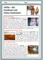 Vorschau - Arbeitsblätter - Afrika - Arbeitsblätter mit Lösungen zu Lage, Landschaften und Kulturen - Erdkunde Klasse 5 - Seite 1