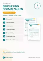 Vorschau - Arbeitsblätter - Brüche in Dezimalzahlen umwandeln, Klasse 6 – Prozent, Stellenwerte, Periode mit Lösungen - Deckblatt