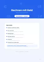 Vorschau - Arbeitsblätter - Rechnen mit Geld: Euro und Cent bis 100 € für die 2. Klasse (Geld bis 100 Euro, Größen, Einkaufen) - Deckblatt