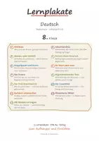 Vorschau - Poster - Lernplakate Deutsch 8 Realschule – 13 Merkplakate: Attribute, Adverbialsätze, Nomen- oder Verbstil u. a. - Deckblatt