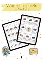 Vorschau - Spiele - Wortschatzpuzzle - Im Verkehr | DaZ | Anfangsunterricht | Deutsch (32 Bildkarten) - Deckblatt