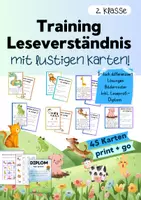 Vorschau - Arbeitsblätter - Leseverständnis Klasse 2 – 45 lustige Lesekarten | 3-fach differenziert - Deckblatt