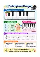 Vorschau - Arbeitsblätter - Musik Klavier spielen lernen Grundschule Klasse 3-4 – Tastatur, Fingersatz, Noten - Seite 1