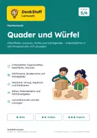 Vorschau - Arbeitsblätter - Quader Oberfläche Volumen – Arbeitsblätter - Deckblatt