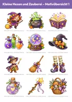 Vorschau - selbst erstellte Cliparts/Grafiken - 30 Halloween-Cliparts: Hexen und Zauberei (Aquarell) - Seite 1