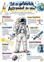 Vorschau - Arbeitsblätter - Lernplakat + Arbeitsblätter zum Thema "Ist es gefährlich, Astronaut zu sein?" (Lückentext, Hörverstehen) + Lösung & MP3 + Mindmap + Infografik - Deckblatt