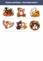 Vorschau - selbst erstellte Cliparts/Grafiken - 30 Halloween-Cliparts: Katzen und Eulen (Aquarell) - Seite 3