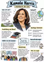 Vorschau - Arbeitsblätter - Lernplakat + Arbeitsblätter zum Thema "Kamala Harris" + Lösung & MP3 + Infografik - Deckblatt