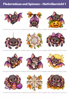 Vorschau - selbst erstellte Cliparts/Grafiken - 30 Halloween-Cliparts: Fledermäuse, Spinnen (Aquarell) - Seite 1