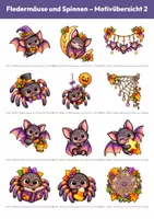 Vorschau - selbst erstellte Cliparts/Grafiken - 30 Halloween-Cliparts: Fledermäuse, Spinnen (Aquarell) - Seite 2