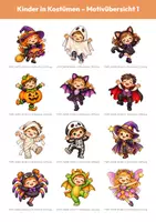 Vorschau - selbst erstellte Cliparts/Grafiken - 30 Halloween-Cliparts: Kinder in Kostümen (Aquarell) - Seite 1
