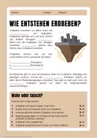 Vorschau - Arbeitsblätter - Erdbeben Entstehung / Wie entstehen Erdbeben? - Arbeitsblatt - Erdkunde für die Sek 1 - Seite 1