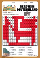 Vorschau - Arbeitsblätter - Deutsche Städte Suchsel - Arbeitsblatt mit Lösung für Vertretungsstunden - Erdkunde Klasse 8 und 9 - Seite 1