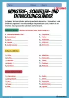 Vorschau - Arbeitsblätter - Industrieländer, Entwicklungsländer, Schwellenländer - Übersicht der Länder - Arbeitsblatt mit Lösung - Erdkunde Klasse 9/10 - Seite 1
