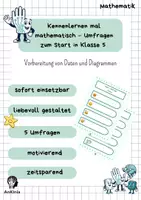 Vorschau - Arbeitsblätter - Umfragen zum Start in Klasse 5 | Daten & Diagramme - Deckblatt