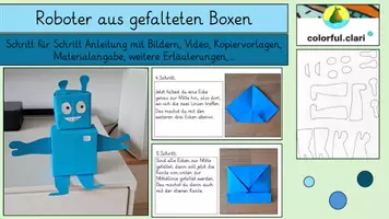 Vorschau - Mal- und Bastelvorlagen - Roboter aus gefalteten Boxen - Deckblatt