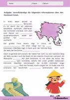 Vorschau - Arbeitsblätter - Asien - Arbeitsblatt zum Kontinent mit Lösung - Erdkunde Klasse 7/8 - Deckblatt