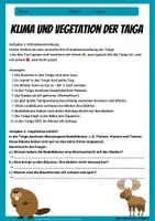 Vorschau - Arbeitsblätter - Taiga Arbeitsblatt - Klima und Vegetation mit Klimadiagramm und Lösungen - Erdkunde Klasse 6/7 - Deckblatt