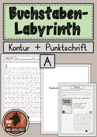 Vorschau - Arbeitsblätter - Buchstabenlabyrith, Buchstabe, Nachspuren, A, kostenlos - Deckblatt