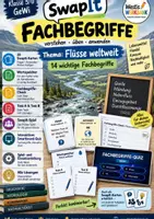Vorschau - Arbeitsblätter - 🌍 14 FACHBEGRIFFE | Flüsse weltweit | Karteikarten + Wortspeicher + Swap It Klassensatz + Übungsblatt + Test A/B + Lösungen + Smartboard-Quiz 🎮 - Deckblatt