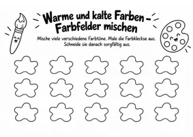 Vorschau - Mal- und Bastelvorlagen - Warme und kalte Farben - Farbfelder mischen - Seite 1
