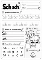Vorschau - Arbeitsblätter - Buchstabenverbindung Sch sch - Nachspuren, Schreiben, Ausmalen - Arbeitsblatt Deutsch Klasse 1 - Deckblatt