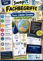 Vorschau - Arbeitsblätter - 🇪🇺 14 FACHBEGRIFFE | Länder Europas | Karteikarten + Wortspeicher + Swap It Klassensatz + Übungsblatt + Test A/B + Lösungen + Smartboard-Quiz 🎮 - Deckblatt