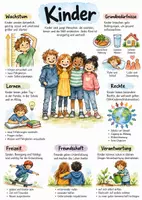 Vorschau - Arbeitsblätter - Lernplakat + Arbeitsblätter zum Thema "Kinder" (Lückentext, Hörverstehen) + Lösung & MP3 + Infografik - Seite 1