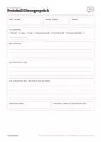 Vorschau - Lehrpläne/Lehrermaterial - Elterngespräch Protokoll Vorlage - Deckblatt