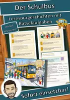 Vorschau - Arbeitsblätter - Der Schulbus – Lesespurgeschichte mit Rätselaufgaben (Klasse 3) - Deckblatt