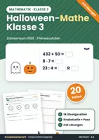 Vorschau - Arbeitsblätter - Halloween-Mathe Klasse 3 – Übungsheft Zahlenraum 1000 mit Lösungen - Deckblatt