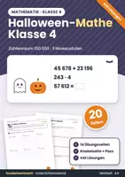 Vorschau - Arbeitsblätter - Halloween-Mathe Klasse 4 – Übungsheft Zahlenraum 100 000 mit Lösungen - Deckblatt