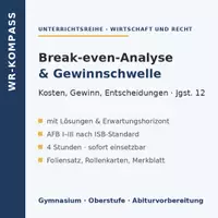 Vorschau - Stundenentwürfe - Break-even-Analyse & Gewinnschwelle Kl. 12 - Deckblatt